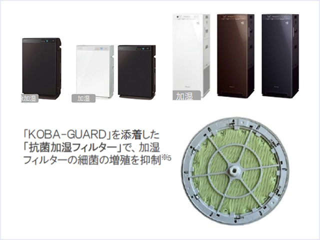 空気清浄機の「抗菌加湿フィルター」にKOBA-GUARDを添着（ダイキン工業株式会社）